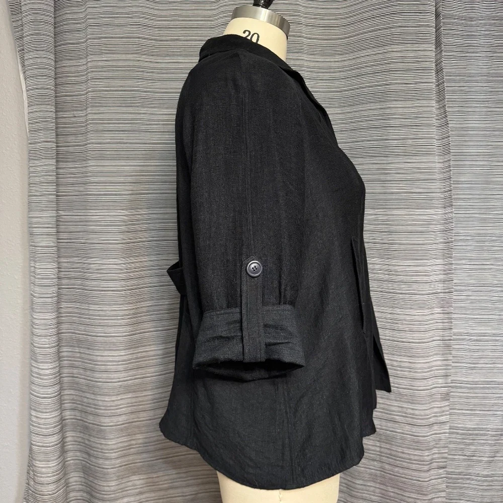 Norm Thompson Vintage Women’s Black Roll Sleeve Utility Blazer Plus Size 1X - Picture 4 of 8